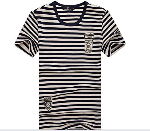Only You Summer New Korean Fertilizer Xl Influx of Men Round Neck Short Sleeve Striped T-shirt T-shirt Bottoming Shirt Men 50 (2X-Large, black)