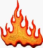 Flame / Fire - Embroidered Iron On or Sew On Patch