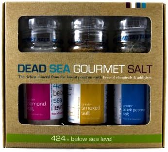 Salt 424 Three Grinder Pack 100% Organic Salts, Diamond, Black Pepper and Smoked, 25.11 Ounce