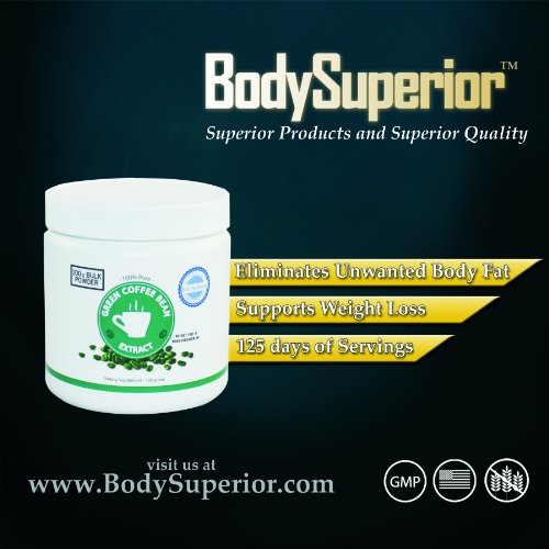 BodySuperior Green Coffee Bean Extract Bulk Powder, 100 grams, 125 Servings (Contains 50% Chlorogenic Acid)