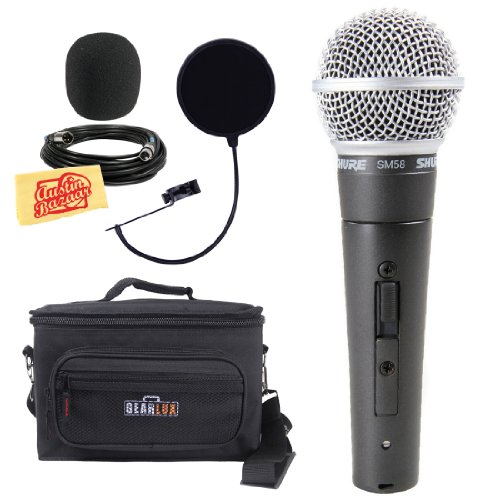 Shure SM58S Vocal Microphone with On Off Switch Bundle with Gear Bag