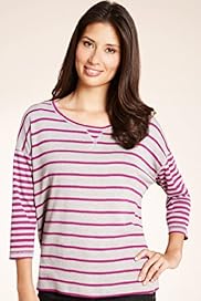 Scoop Neck 34 Sleeve Striped Top