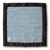 SwaddleDesigns Baby Lovie - Fuzzy Pastel Blue with Chocolate Brown Satin