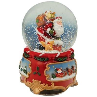 MusicBox Kingdom 52037 Snow Globe Santa Claus Music Box Turns to The Melody Santa Claus is Coming to Town