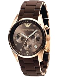 Emporio Armani Ladies AR5891 Sport Rose Gold Ion-Plating Brown Chronograph Dial Watch