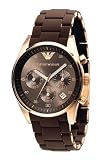 Emporio Armani Ladies AR5891 Sport Rose Gold Ion-Plating Brown Chronograph Dial Watch