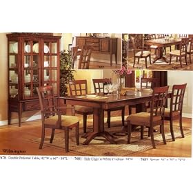 WilmingtonDouble PedestalTable,Side Arm chair w Drk C by Cross