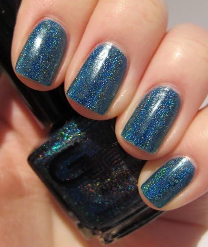 Glitter Gal Blue Holographic 10 ML Nail Polish - Teal Blue 3D - 0.33 Fluid Ounce (10ml) Bottle
