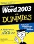 Word 2003 For Dummies