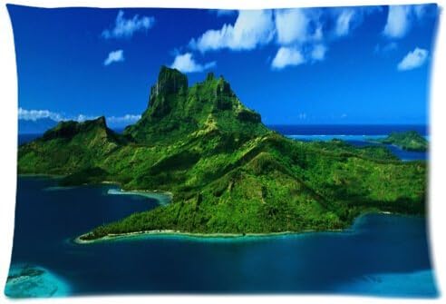Custom Aerial view of Bora Bora Background Rectangle Pillow Case 16x24 Inch cloth simulation Zippered Pillow Cover - Lljpcovers One side Print