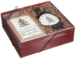 Bascom Family Farm Holiday Tree Artwork Gift Box, 8-Ounce Pure Maple Syrup & 24-Ounce Buttermilk Pancake Mix