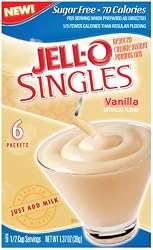 Jell-O Singles Instant Pudding Snacks, Sugar Free Vanilla, 6-Count Boxes (Pack of 10)