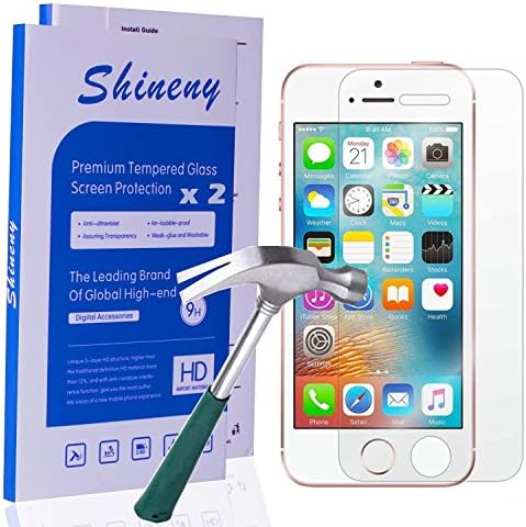 (2 Pack) iPhone 5 Screen Protector, Ultra HD Clear (Invisible) Tempered Glass Screen Protector for iPhone 5 / SE / 5S / 5C, 9H Hardness, Anti-Scratch,Reduce Fingerprint,Lifetime Warranty