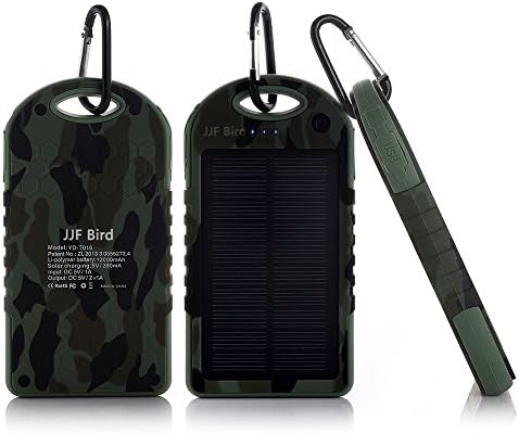 JJF Bird TM Solar Panel Charger 12000mah Rain-resistant Waterproof Shockproof Portable Dual USB Port Portable Charger Backup External Battery Power Pack for Iphone 6 4 4s 5 5sipod, Ipad Ipad Mini Retina(apple Adapters Not Included), Samsung Galaxy Note 2, Note 3, S2 S3, S4, S5, Blackberry Z30, Z10, Q10, Q5, Asus Nexus 4, 5, 7, 10, HTC One V, X, M8, M7, Mini, Max, Motorola Moto G, X, E, Droid, Lg G2, G3, Sony Xperia, Nokia Lumia, Icon, 521, 520, 920, 1020, 1520 Most Android/windows Smart Cell Phones, Gps, Tablets, and Other Usb-charged Devices, Etc. (camouflage)