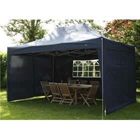 4.5mtr x 3mtr Blue Pop Up Gazebo, FULLY WATERPROOF, with Four Side Panels and Carry Bag