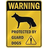 WARNING WHITE GERMAN SHEPHERD DOG PROTECTED BY GUARD DOGS PARKING SIGN DOG