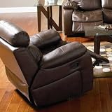Cheapest Denisa Rich Brown Leather Rocker Recliner by Coaster