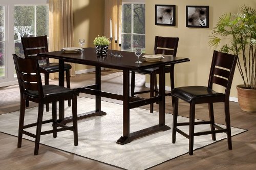 Whitfield 5 Piece Counter Height Dining Table Set with Stools in Distressed Merlot