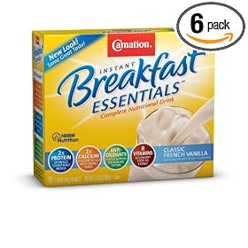 Nestle Carnation Instant Breakfast Essentials, Classic French Vanilla Powder, 10-Count Envelopes (Pack of 6)