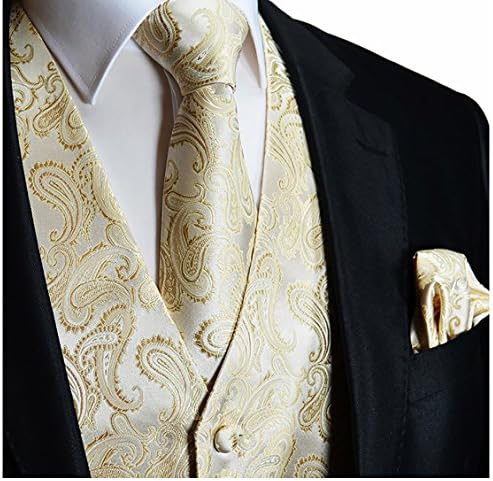 Champagne Paisley Tuxedo Vest Set