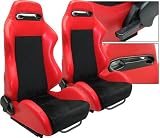 2 Tone Red PVC/Black Suede Racing Seats