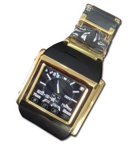 Unique Golden 1.5'' TFT UnLocked Hand Touch Screen GSM Watch CellPhone support Bluetooth Stereo and Voice recorder and MP3/MP4 Music Player and Handwriting Input with 1.3 Million Pixel High Quality Camera built in 128MB coming with 512MB TF Card (Maximum 2GB TF Card Available)