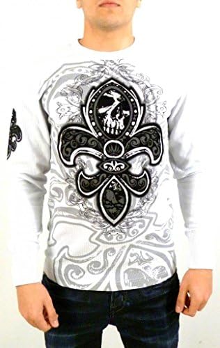 Rebel Spirit Men's Fleur Skull Thermal XXXL Grey