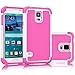 Tekcoo Galaxy S5 Case, [Tmajor] Sturdy [Pink/White] Shock Absorbing Hybrid Rubber Plastic Impact Defender Rugged Slim Hard Case Cover Bumper for Samsung Galaxy S5 S V I9600 GS5 All Carriers