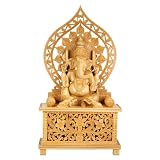 Intricate Hand-carved Wood Ganesh Statue