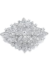 Mariell Vintage Floral Wedding Brooch in Genuine Crystal & Rhodium Plating. Our #1 Selling Bridal Pin!