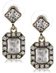 NINE WEST VINTAGE AMERICA "Vintage Glamour" Two-Tone Pave Post Drop Earrings