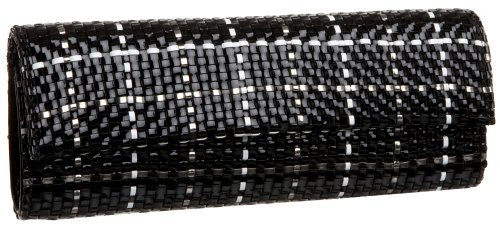 Trendy Evening Black Woven Clutch Chic Hand Bag