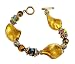Bracelet - B1 - Handmade Murano Glass & Fire-Polished Beads - Lg Twists - Toggle Closure ~ Topaz (Gold)