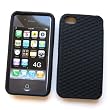 Apple iPhone 4 & 4S Skin Case Protector (AT&T) Soft Silicone "Basket Weave Texture Grip" Black