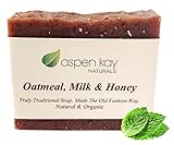 Oatmeal Soap Bar. With Organic Raw Honey, Goats Milk, & Organic Shea Butter, Can Be Used as a Face Soap or All Over Body Soap. For Men, Women & Teens. Gentle Exfoliating Soap, For All Skin Types. GMO Free, Preservative Free. Each Bar Is Handmade By Our Artisan Soap Maker. 4oz Bar. No Animal Testing - Cruelty Free. Natural & Organic Soap. Satisfaction Guaranteed.