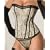 Beige Satin Boned Corset With Thong
