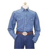 Wrangler Mens Cowboy Cut Work Western Long Sleeve Shirt, Blue Stonewashed by Wrangler