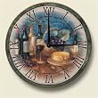 Wood clock~Wine and Cheese~Artworks Home Accents~ large kitchen wall clocks~ code 252