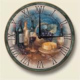 Wooden Wall Clock - Wine and Cheese - Made in USA