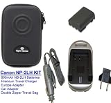 Accessory Power Canon Equivalent NB2L Lithium Ion Battery  Fast Home Car AC / DC Charger for a Variety of POWERSHOT Digital Camera / Camcorder Elura  Optura Models ** W/ Euro Adapter Plug, Scratch-Guard Protector Bag  MINI-TRIPOD **