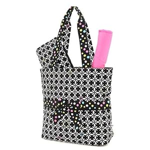 Belvah Quilted Floral Pattern 3pc Diaper Bag (Black/ Multi)
