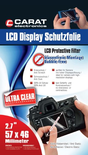 Carat Electronics LCD-Schutzfolie Ultra-Clear 6,8 cm (2,7 Zoll) f&uuml;r Digitalkamera-Displays (57 x 46 mm)