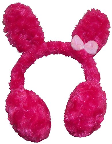 N'Ice Caps Girls Velboa Poodle Fleece Bunny Ear Muffs (3-14yrs, fuchsia/pink)