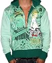 ED HARDY Christian Audigier Mens Woman Panther Tattoo Zip Up Hooded Sweatshirt Hoodie Shirt Green
