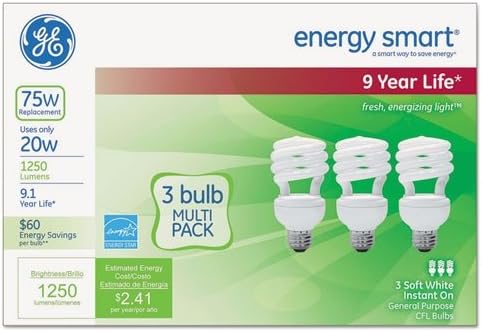Ge Lighting 97690 20 Watt Soft White T3 Spiral Cfl Bulbs 3 Count