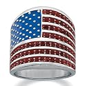 American Flag Crystal SS Ring