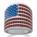 American Flag Crystal Sterling Silver Ring