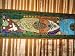 GREEN KHAKI BLUE BEADED Zardozi India Sari Tapestry Wall Hanging Table Runner 60X20