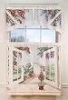 Cottage Garden Trompe l'oeil Window Art 36 inch long Tier Curtains