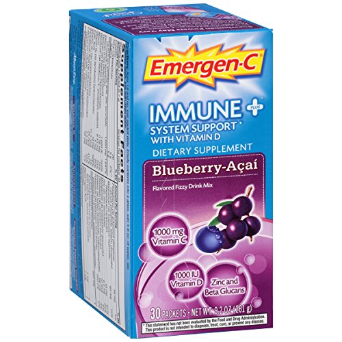 Emergen-C Immune Plus System Support Powdered Drink with Vitamin D, Blueberry Acai, 30-Count (Pack of 4) Emergen-C Immune Plus System Support Powdered Drink with Vitamin D, Blueberry Acai, 30-Count (Pack of 4)